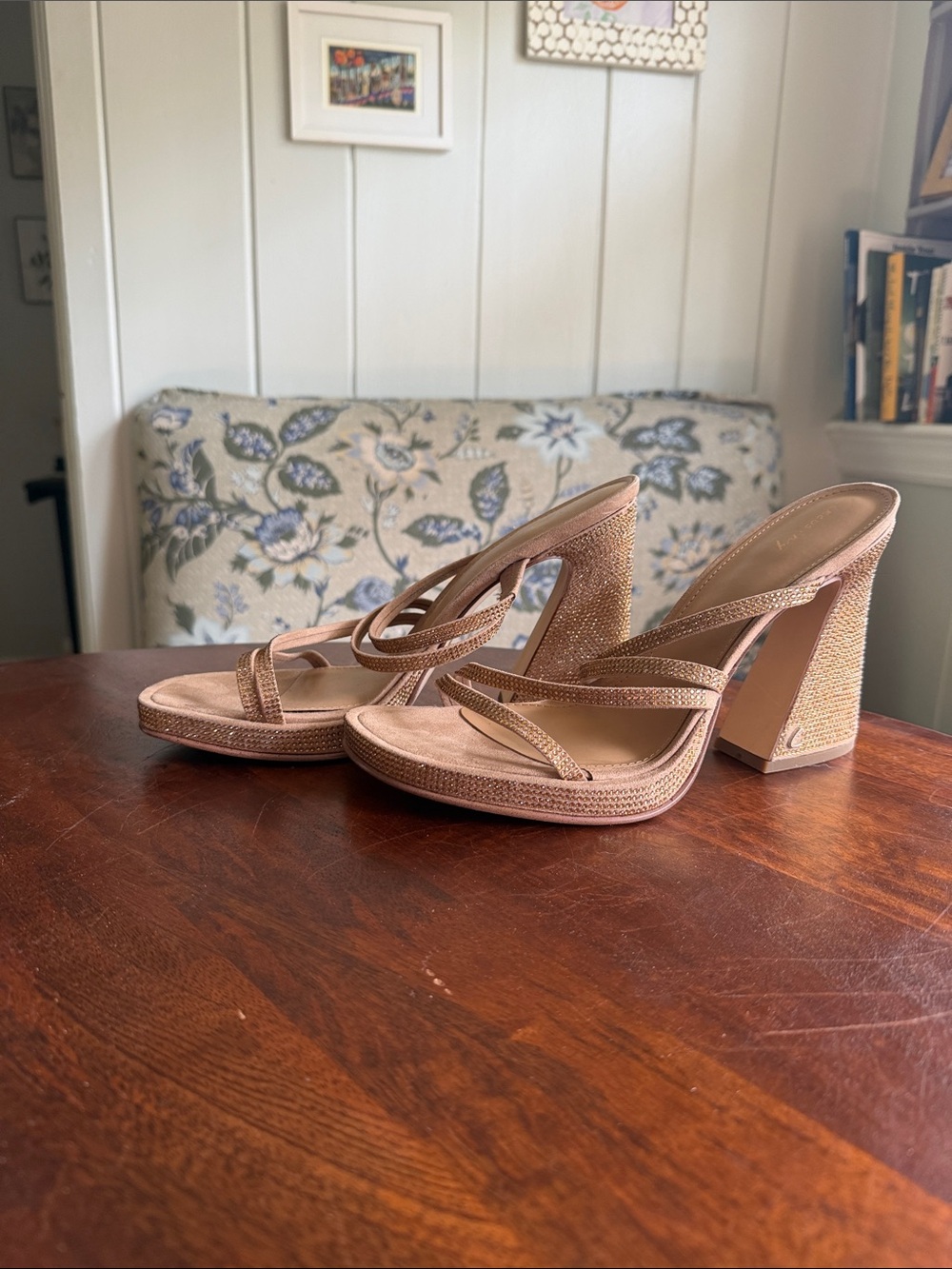 Women’s Strappy High Block Heel Sandals - Nude